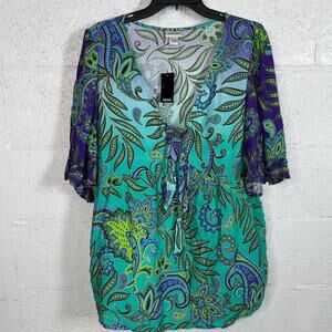 Avenue Women's Plus Size Mojito Top  Green/purple 16